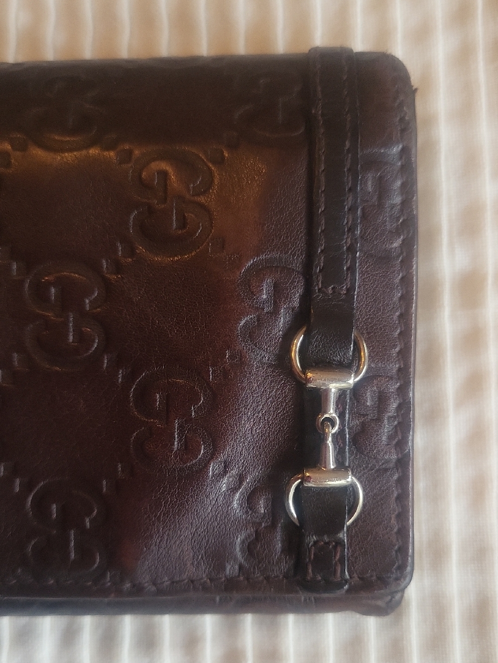 Gucci Dark Brown Leather Embossed GG Continental Wallet - Picture 2 of 9